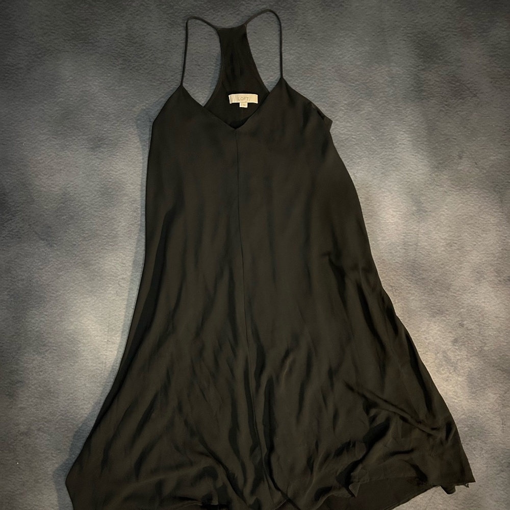 LOFT Spaghetti Strap Black A-line Flowy Classic Dress size 2